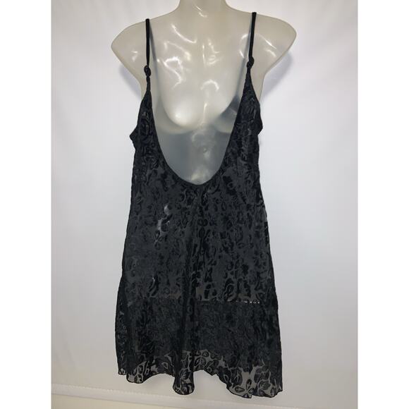 Victoria’s Secret Vintage Black Burnout Velvet Lingerie Slip Dress Size Medium? - Picture 3 of 7